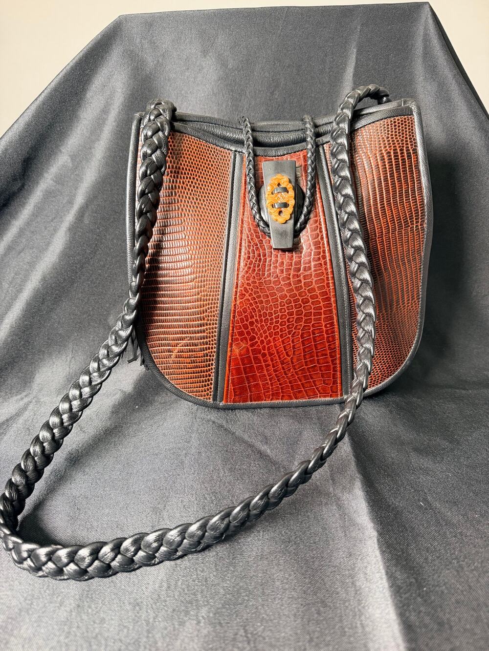 Randall Herold Artisan Handcrafted Two-Tone Leather Crossbody Shoulder Bag